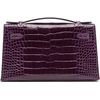 Hermès Kelly Pochette Clutch Amethyst Lisse Crocodile Alligator GHW