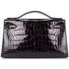 Hermès Kelly Pochette Clutch Black Lisse Crocodile Alligator GHW