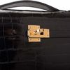 Hermès Kelly Pochette Clutch Black Lisse Crocodile Alligator GHW