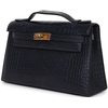 Hermès Kelly Pochette Clutch Blue Indigo Matte Crocodile Alligator GHW