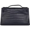 Hermès Kelly Pochette Clutch Blue Indigo Matte Crocodile Alligator GHW