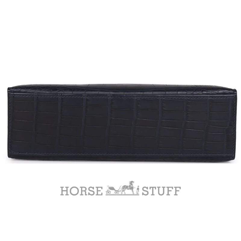 Hermès Kelly Pochette Clutch Blue Indigo Matte Crocodile Alligator GHW