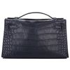 Hermès Kelly Pochette Clutch Blue Indigo Matte Crocodile Alligator PHW