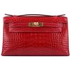 Hermès Kelly Pochette Clutch Black Lisse Crocodile Alligator GHW