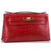 Hermès Kelly Pochette Clutch Black Lisse Crocodile Alligator GHW