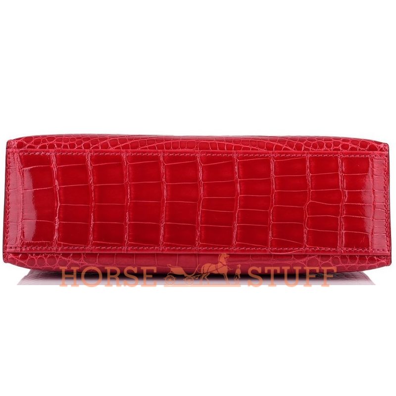 Hermès Kelly Pochette Clutch Black Lisse Crocodile Alligator GHW