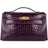 Hermès Kelly Pochette Clutch Cassis Lisse Crocodile Alligator GHW