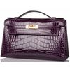 Hermès Kelly Pochette Clutch Cassis Lisse Crocodile Alligator GHW