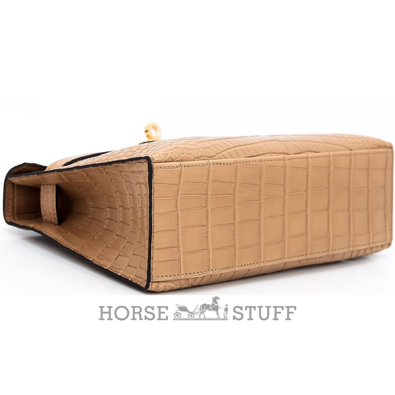 Hermès Kelly Pochette Clutch Chai Matte Crocodile Alligator GHW