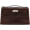 Hermès Kelly Pochette Clutch Cocoan Lisse Crocodile Alligator PHW