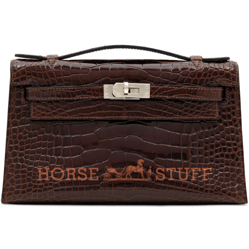 Hermès Kelly Pochette Clutch Cocoan Lisse Crocodile Alligator PHW