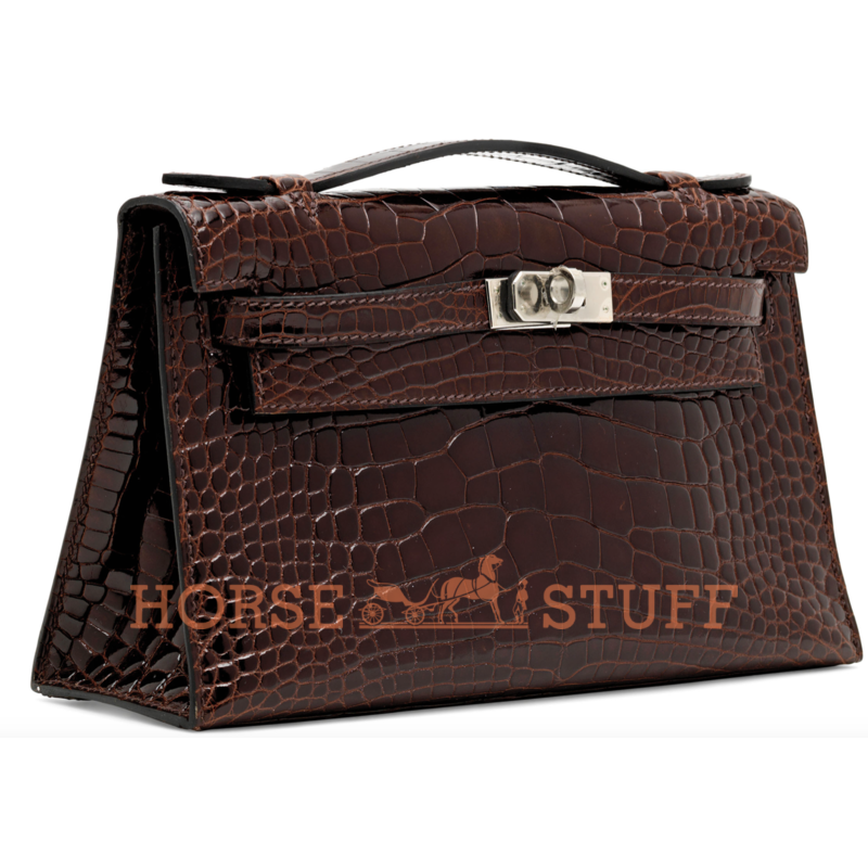 Hermès Kelly Pochette Clutch Cocoan Lisse Crocodile Alligator PHW