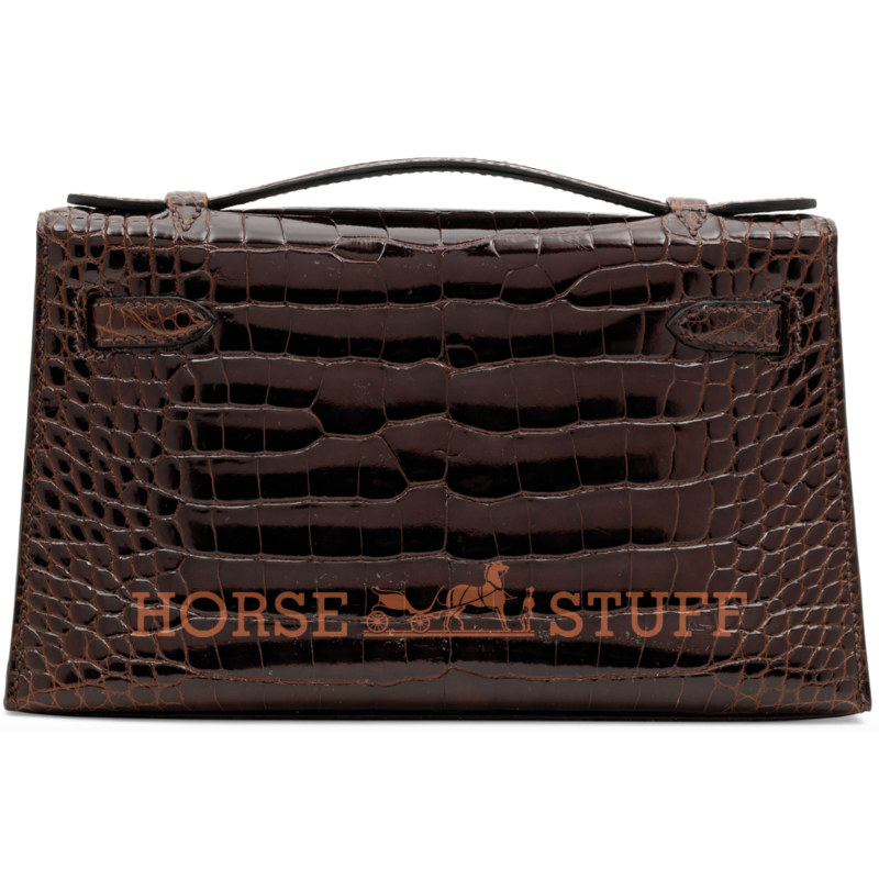 Hermès Kelly Pochette Clutch Cocoan Lisse Crocodile Alligator PHW