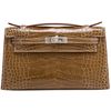 Hermès Kelly Pochette Clutch Ficelle Lisse Crocodile Alligator PHW