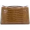 Hermès Kelly Pochette Clutch Ficelle Lisse Crocodile Alligator PHW