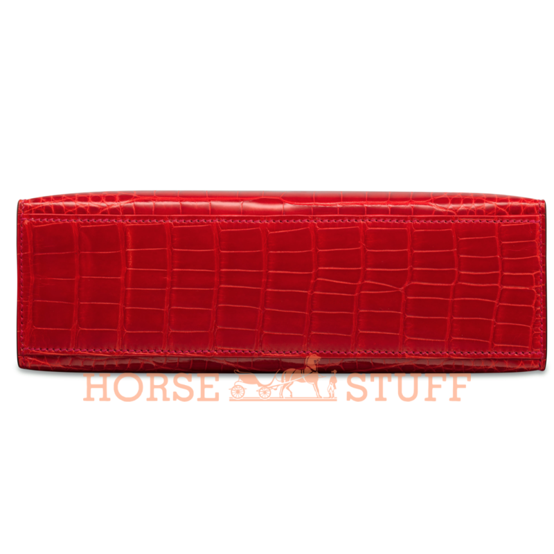 Hermès Kelly Pochette Clutch Geranium Lisse Crocodile Alligator GHW