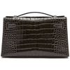 Hermès Kelly Pochette Clutch Graphite Lisse Crocodile Alligator PHW