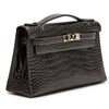 Hermès Kelly Pochette Clutch Graphite Lisse Crocodile Alligator PHW