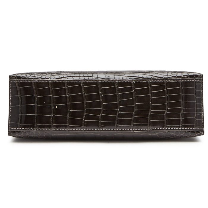 Hermès Kelly Pochette Clutch Black Lisse Crocodile Alligator GHW from 100%  authentic materials!