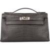 Hermès Kelly Pochette Clutch Graphite Matte Crocodile Alligator PHW