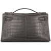 Hermès Kelly Pochette Clutch Graphite Matte Crocodile Alligator PHW