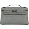 Hermès Kelly Pochette Clutch Gris Ciment Matte Crocodile Alligator PHW