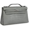 Hermès Kelly Pochette Clutch Gris Ciment Matte Crocodile Alligator PHW