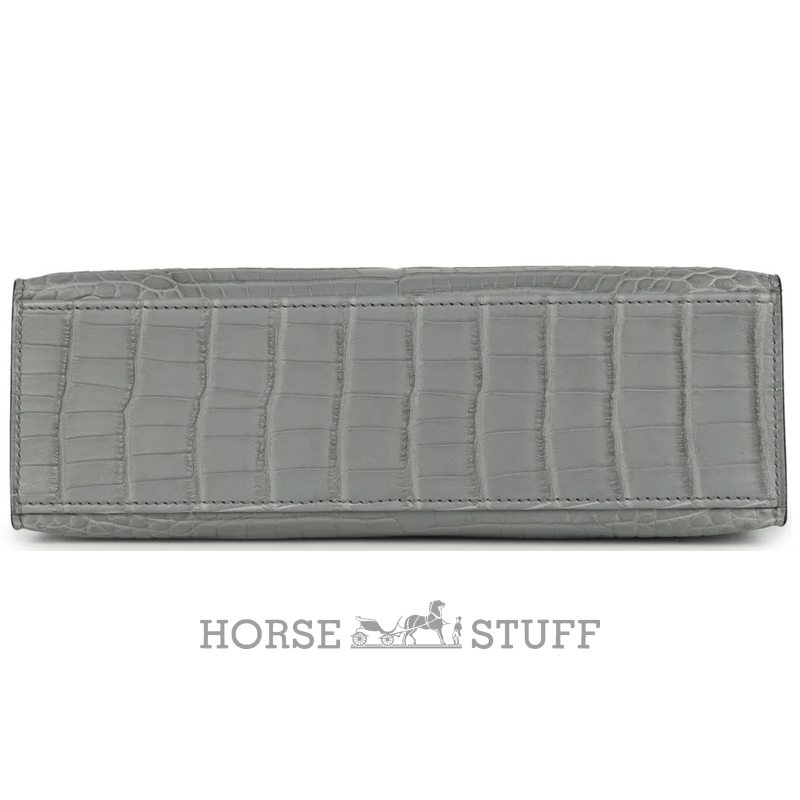 Hermès Kelly Pochette Clutch Gris Ciment Matte Crocodile Alligator PHW