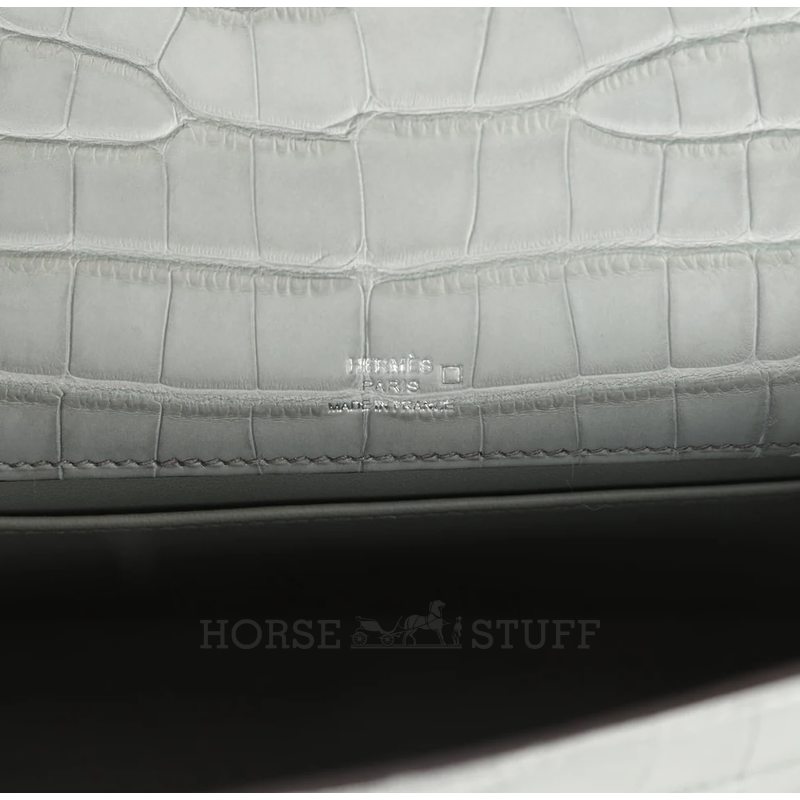 Hermès Kelly Pochette Clutch Gris Ciment Matte Crocodile Alligator PHW