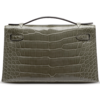 Hermès Kelly Pochette Clutch Gris Tourterelle Lisse Crocodile Alligator PHW