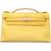 Hermès Kelly Pochette Clutch Mimosa Matte Crocodile Alligator GHW