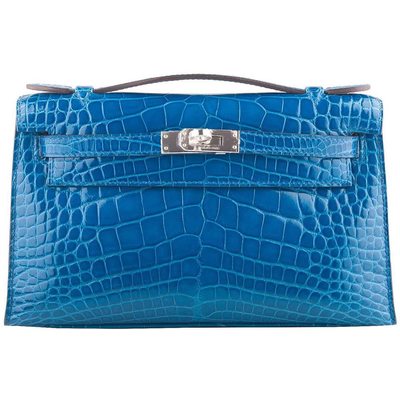 Hermès Kelly Pochette Clutch Mykonos Lisse Crocodile Alligator PHW