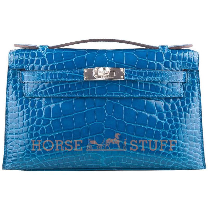 Hermès Kelly Pochette Clutch Mykonos Lisse Crocodile Alligator PHW