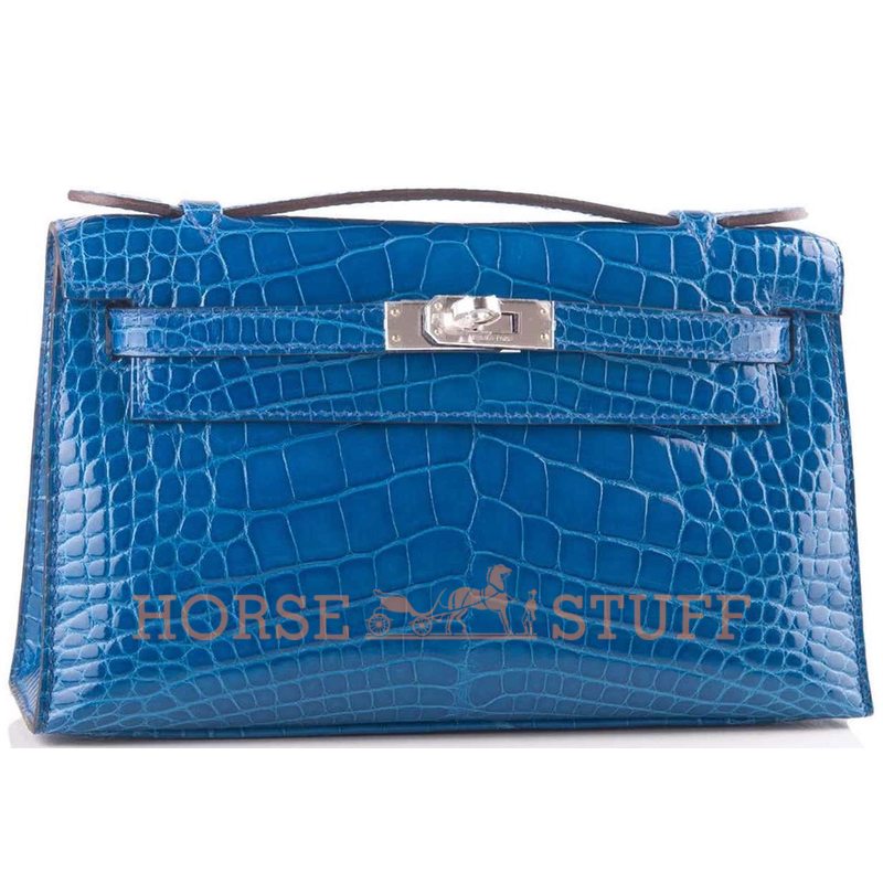 Hermès Kelly Pochette Clutch Mykonos Lisse Crocodile Alligator PHW