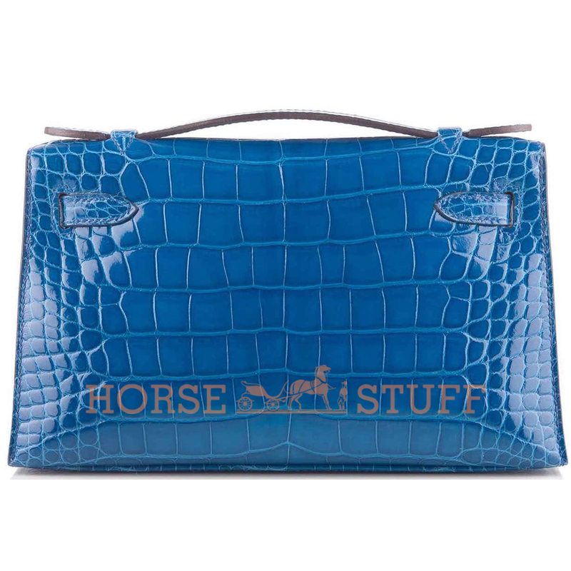 Hermès Kelly Pochette Clutch Mykonos Lisse Crocodile Alligator PHW