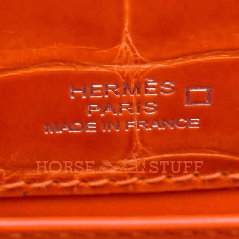 Hermès Kelly Pochette Clutch Orange Lisse Crocodile Alligator PHW