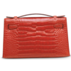 Hermès Kelly Pochette Clutch Rose Extreme Lisse Crocodile Alligator Permabrass