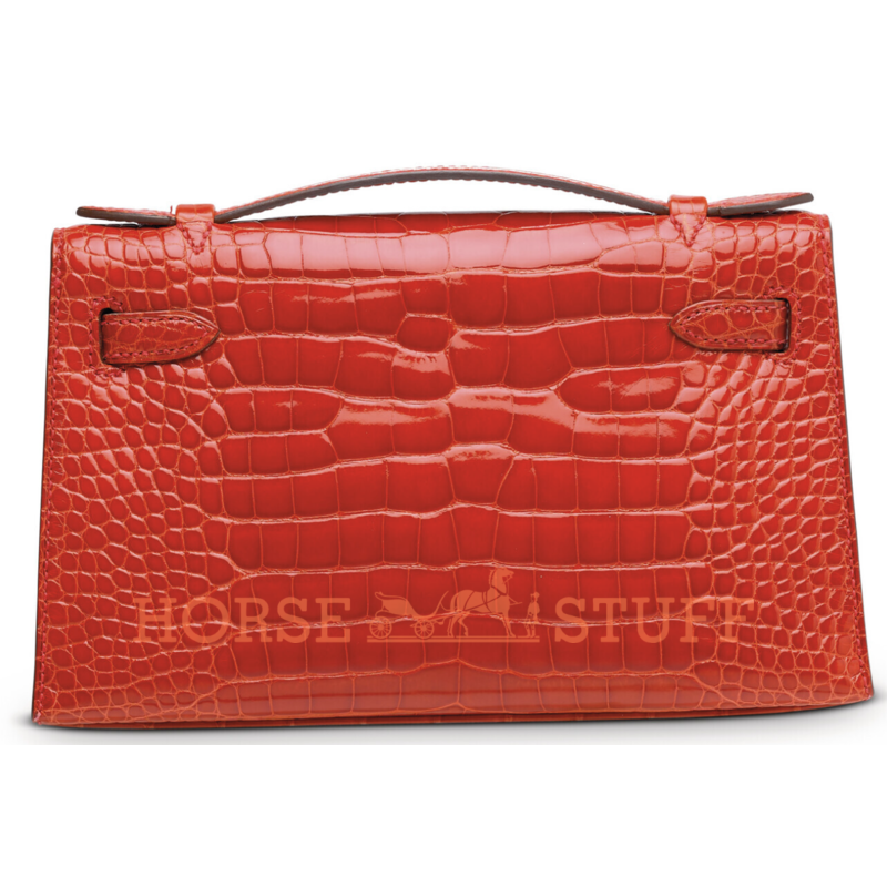 Hermès Kelly Pochette Clutch Rose Extreme Lisse Crocodile Alligator Permabrass