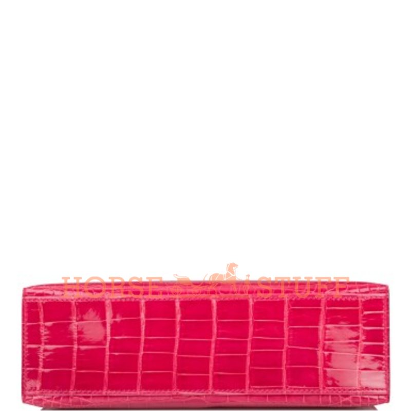 Hermès Kelly Pochette Clutch Rose Extreme Lisse Crocodile Alligator PHW