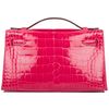 Hermès Kelly Pochette Clutch Rose Extreme Lisse Crocodile Alligator PHW