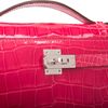 Hermès Kelly Pochette Clutch Rose Extreme Lisse Crocodile Alligator PHW