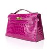 Hermès Kelly Pochette Clutch Rose Scheherazade Lisse Crocodile Alligator GHW