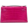 Hermès Kelly Pochette Clutch Rose Scheherazade Lisse Crocodile Alligator PHW