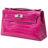 Hermès Kelly Pochette Clutch Rose Scheherazade Lisse Crocodile Alligator PHW