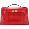 Hermès Kelly Pochette Clutch Rouge de Coeur Shiny Crocodile Alligator GHW