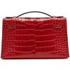 Hermes Kelly Pochette Clutch Rouge H Matte Crocodile Alligator PHW