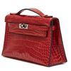 Hermes Kelly Pochette Clutch Rouge H Matte Crocodile Alligator PHW