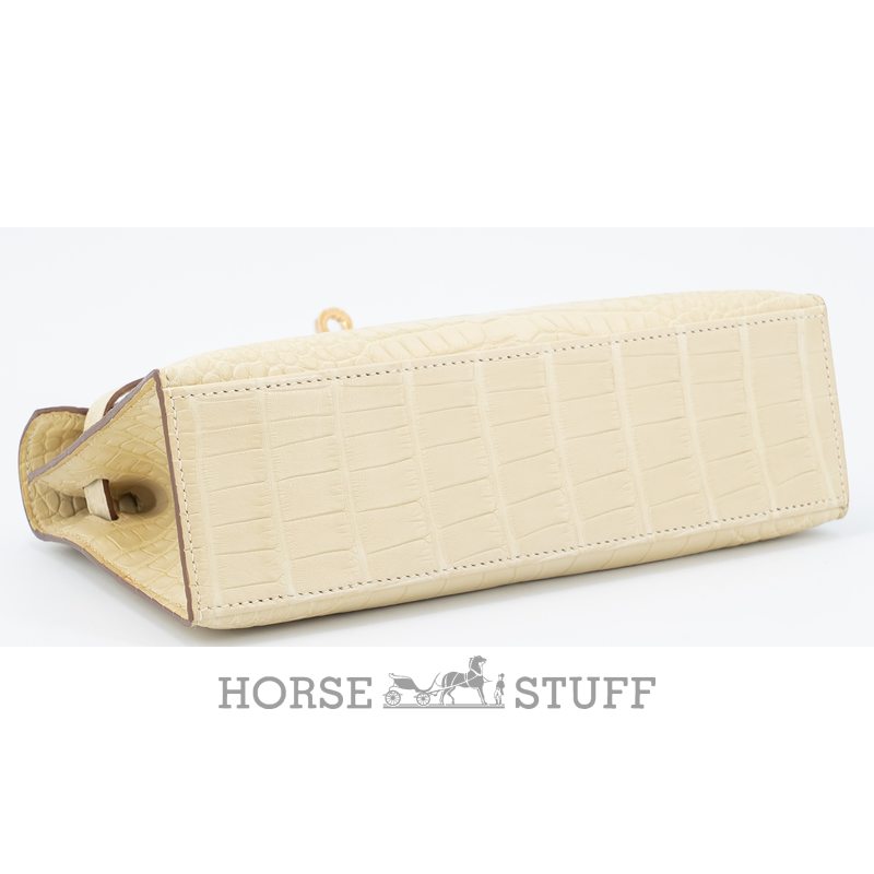 Hermès Kelly Pochette Clutch Vanilla Matte Crocodile Alligator GHW