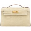 Hermès Kelly Pochette Clutch Vanilla Matte Crocodile Alligator GHW