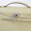 Hermès Kelly Pochette Clutch Vanilla Matte Crocodile Alligator PHW